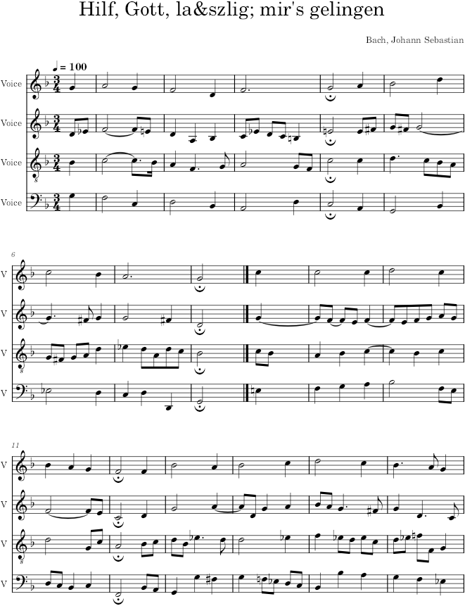 Hilf, Gott, laß mir's gelingen, BWV 343 - Bach — first page preview