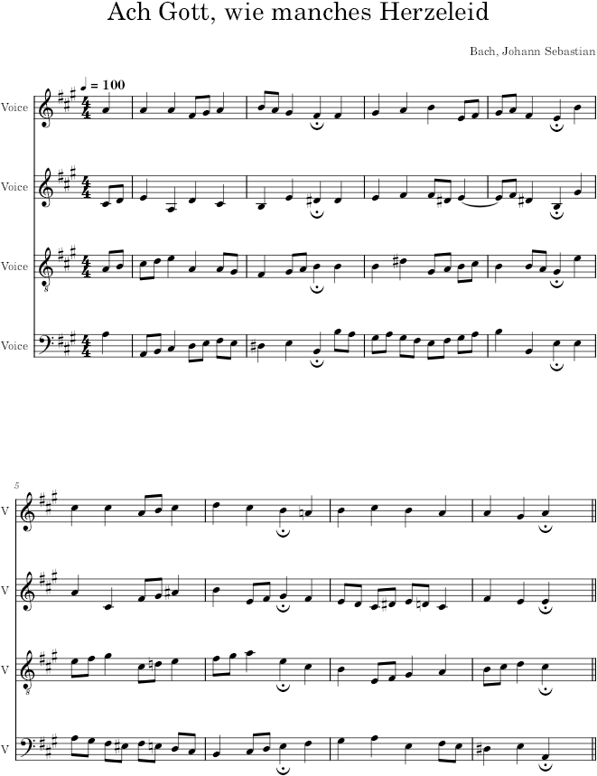 Ach Gott, wie manches Herzeleid, BWV 3/6 - Bach — first page preview