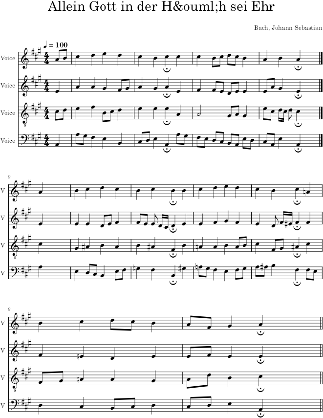 Allein Gott in der Höh sei Ehr, BWV 104/6 - Bach — first page preview