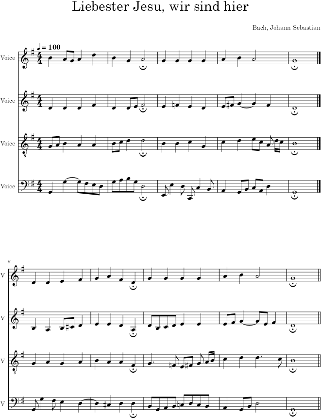Liebester Jesu, wir sind hier, BWV 373 - Bach — first page preview