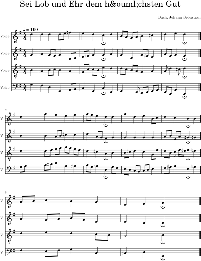 Sei Lob und Ehr dem höchsten Gut, BWV 117/4 - Bach — first page preview