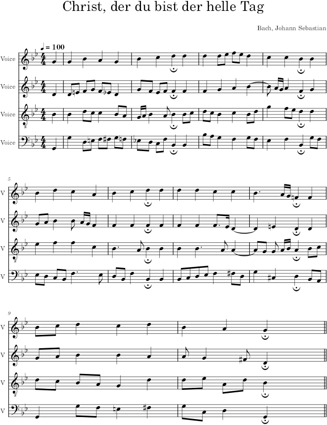 Christ, der du bist der helle Tag, BWV 273 - Bach — first page preview