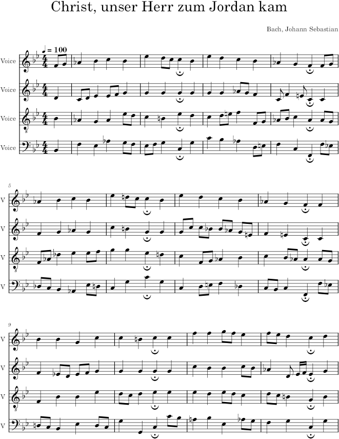 Christ, unser Herr zum Jordan kam, BWV 176/6 - Bach — first page preview