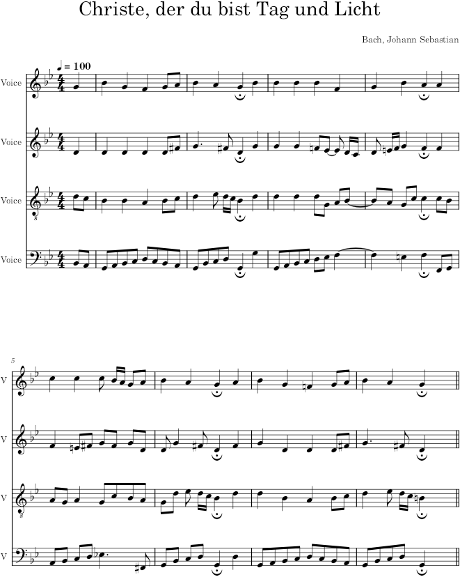 Christe, der du bist Tag und Licht, BWV 274 - Bach — first page preview