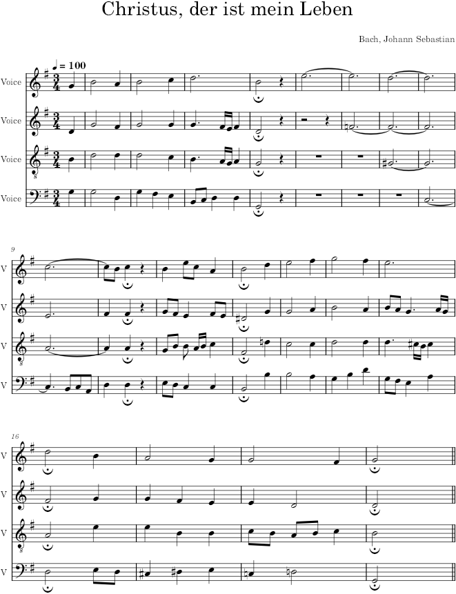 Christus, der ist mein Leben, BWV 282 - Bach — first page preview