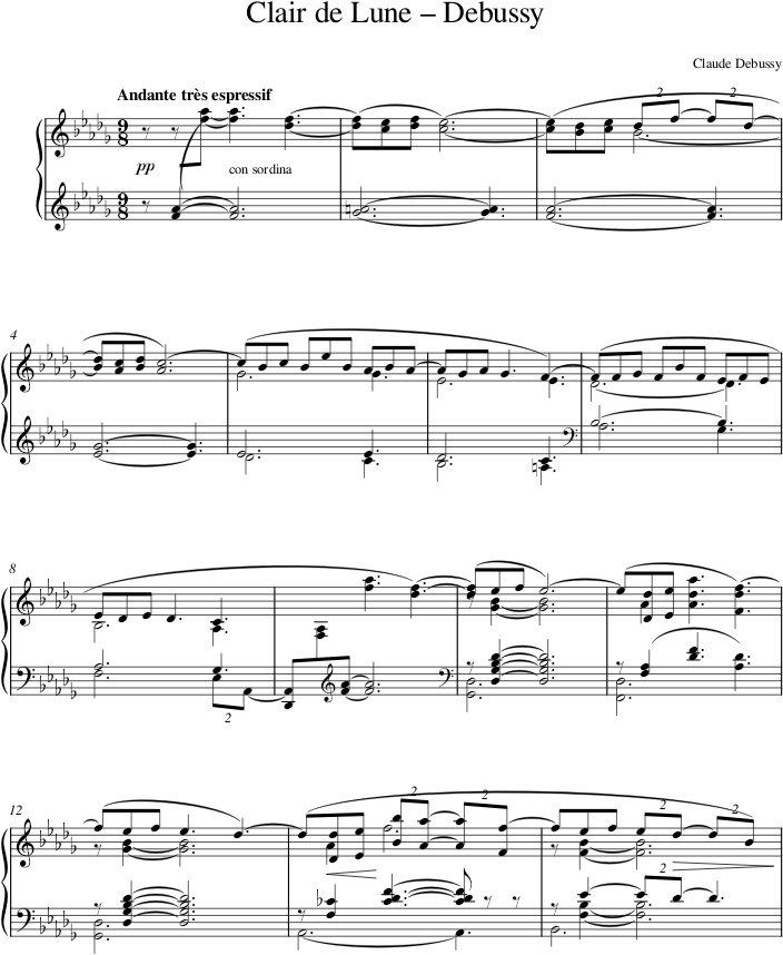Clair de Lune – Debussy — first page preview