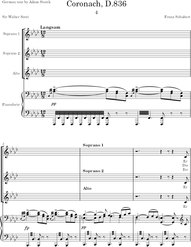 Coronach, D.836 (Op.52) - Schubert — first page preview
