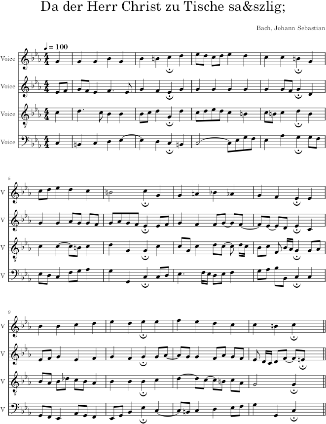 Da der Herr Christ zu Tische saß, BWV 285 - Bach — first page preview