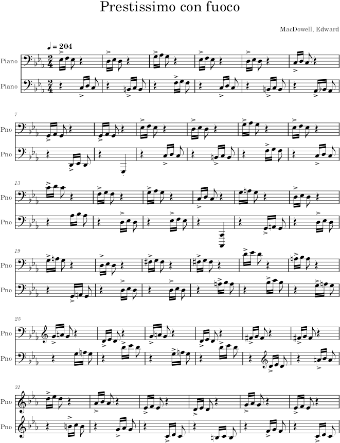 Dance of the Gnomes (12 Etudes), Op. 39, No. 6 - MacDowell — first page preview
