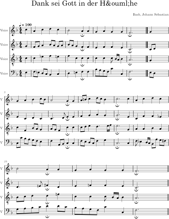 Dank sei Gott in der Höhe, BWV 287 - Bach — first page preview