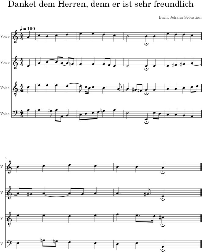 Danket dem Herren, denn er ist sehr freundlich, BWV 286 - Bach — first page preview