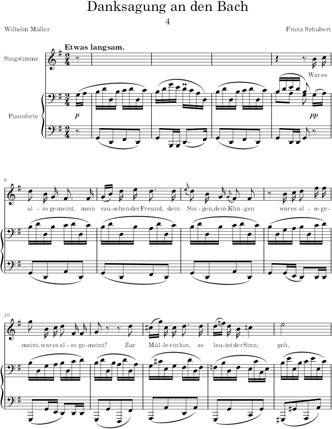 Danksagung an den Bach (Die schöne Müllerin, D.795) - Schubert — first page preview