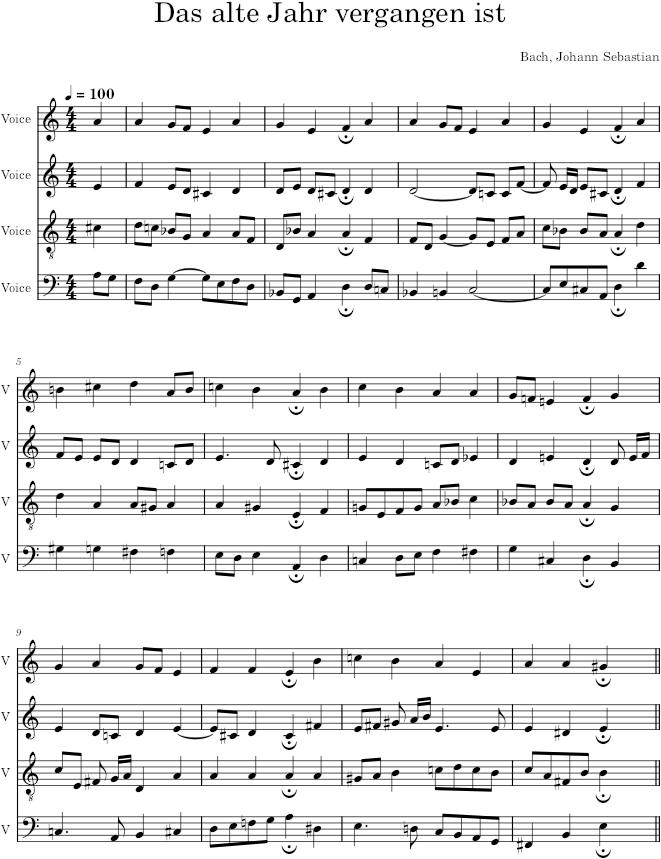 Das alte Jahr vergangen ist, BWV 288 - Bach — first page preview