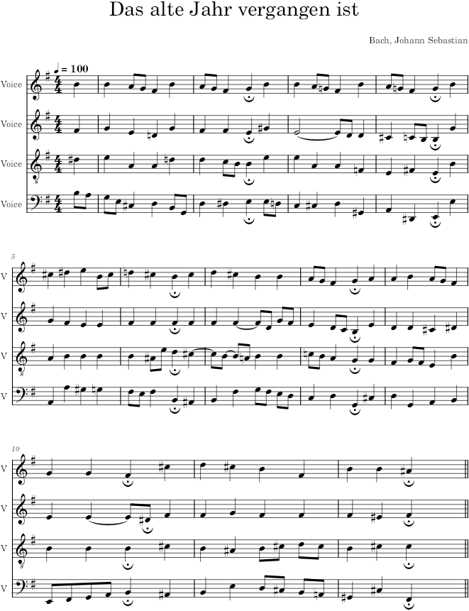 Das alte Jahr vergangen ist, BWV 289 - Bach — first page preview