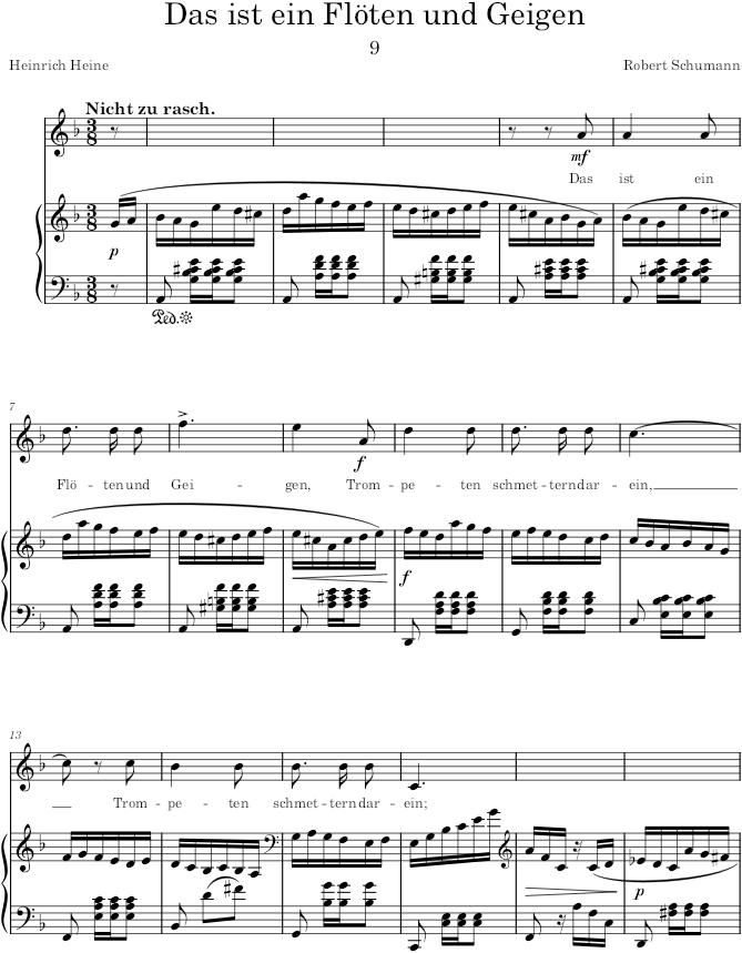 Das ist ein Flöten und Geigen (Dichterliebe, Op.48) - Schumann — first page preview