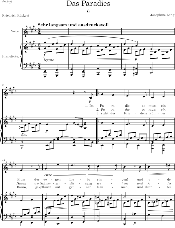Das Paradies (6 Lieder, Op.25) - Lang — first page preview