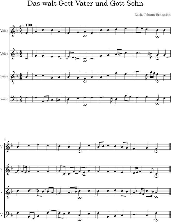 Das walt Gott Vater und Gott Sohn, BWV 290 - Bach — first page preview