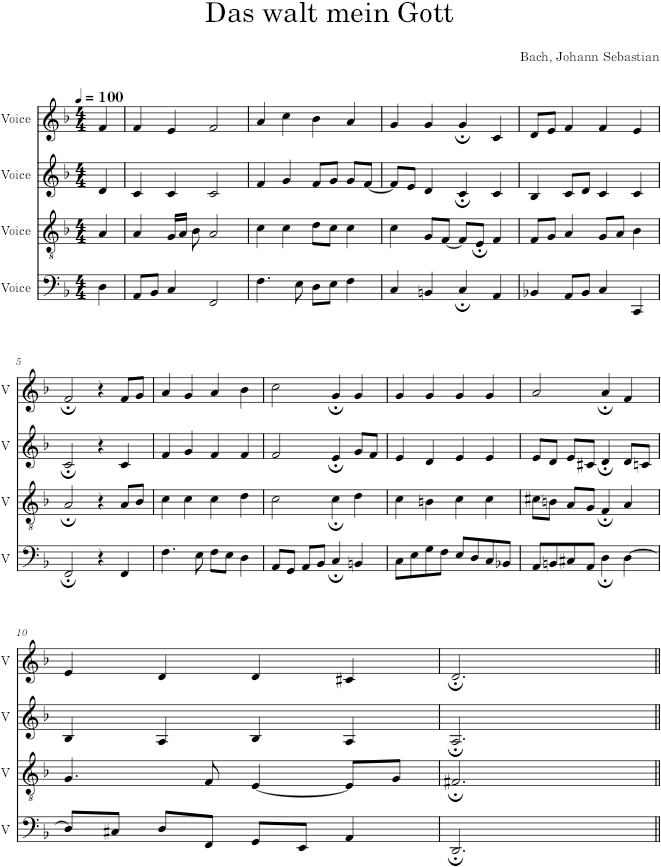 Das walt mein Gott, BWV 291 - Bach — first page preview