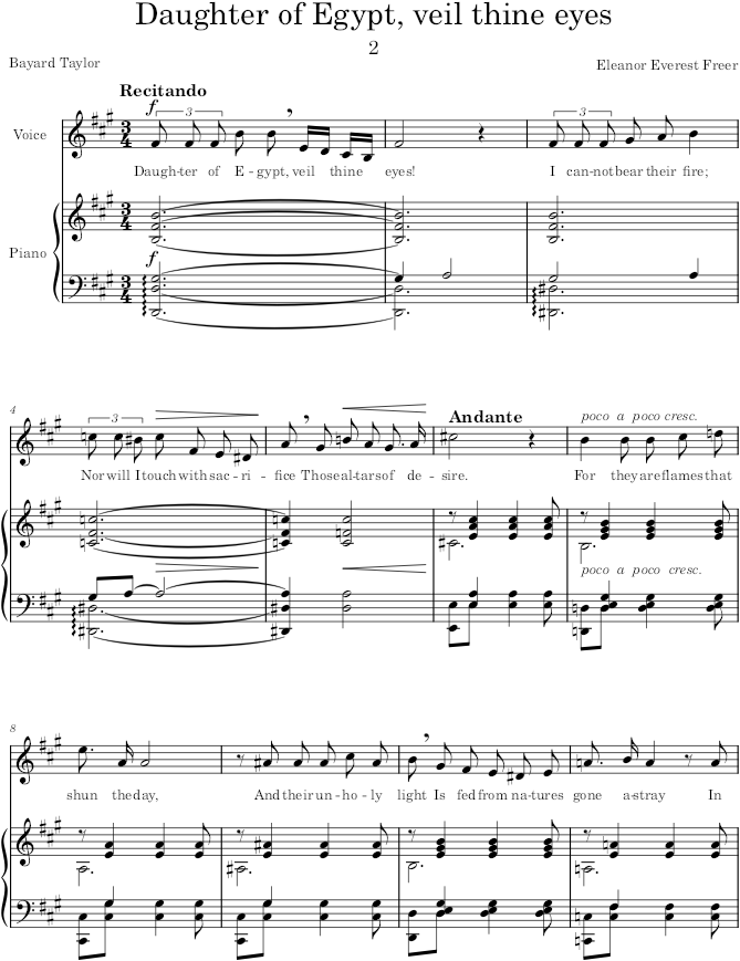 Daughter of Egypt, veil thine eyes (2 Songs, Op.16) - Freer — first page preview
