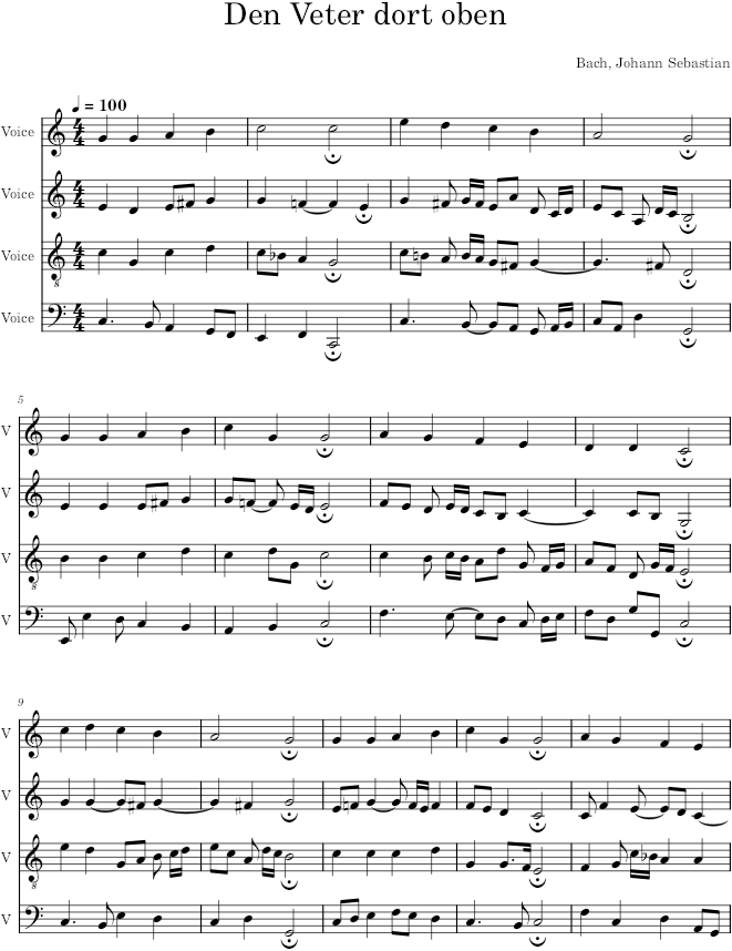 Den Veter dort oben, BWV 292 - Bach — first page preview