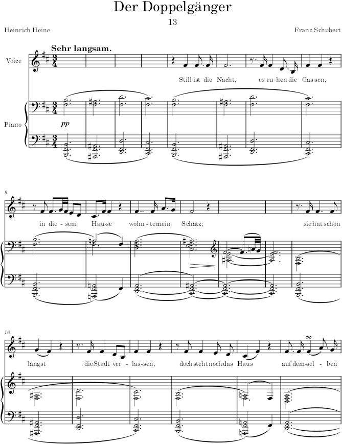 Der Doppelgänger (Schwanengesang, D.957) - Schubert — first page preview