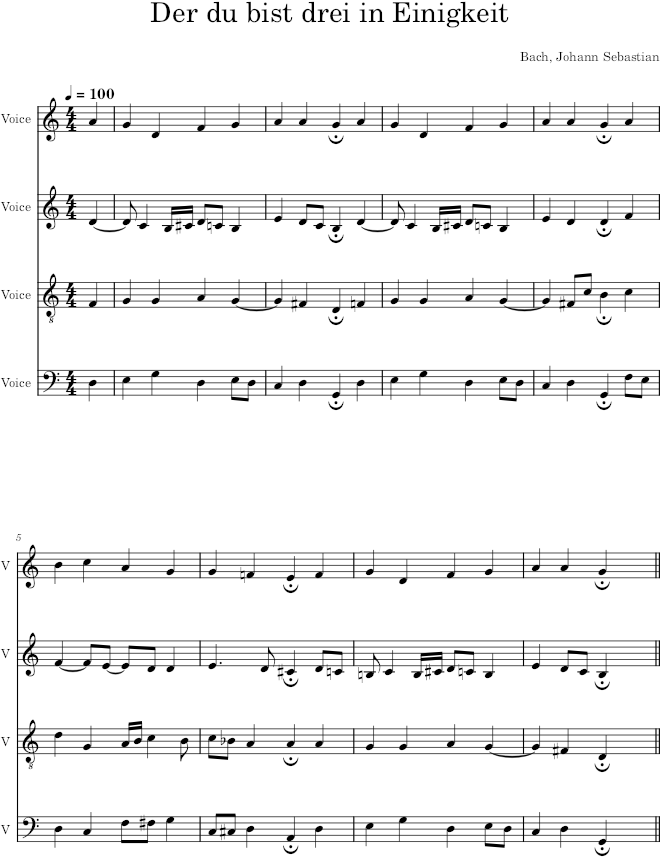 Der du bist drei in Einigkeit, BWV 293 - Bach — first page preview