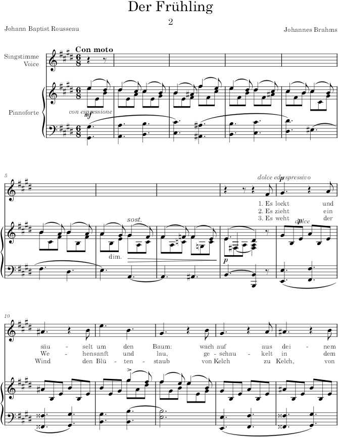 Der Frühling (6 Songs, Op.6) - Brahms — first page preview