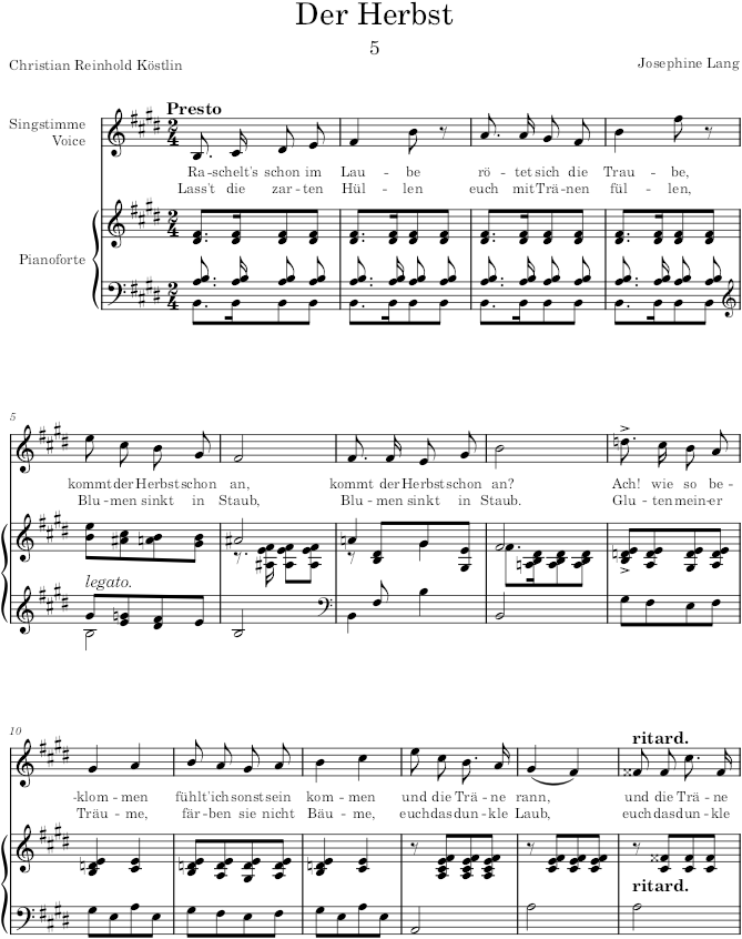Der Herbst (6 Lieder, Op.12) - Lang — first page preview