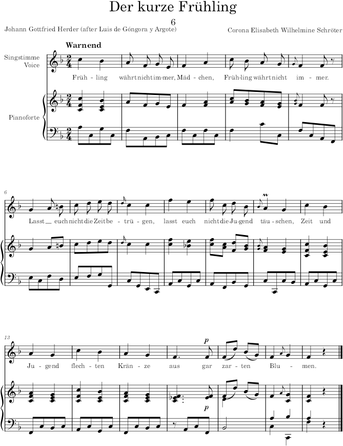 Der kurze Frühling (25 Lieder) - Schröter — first page preview