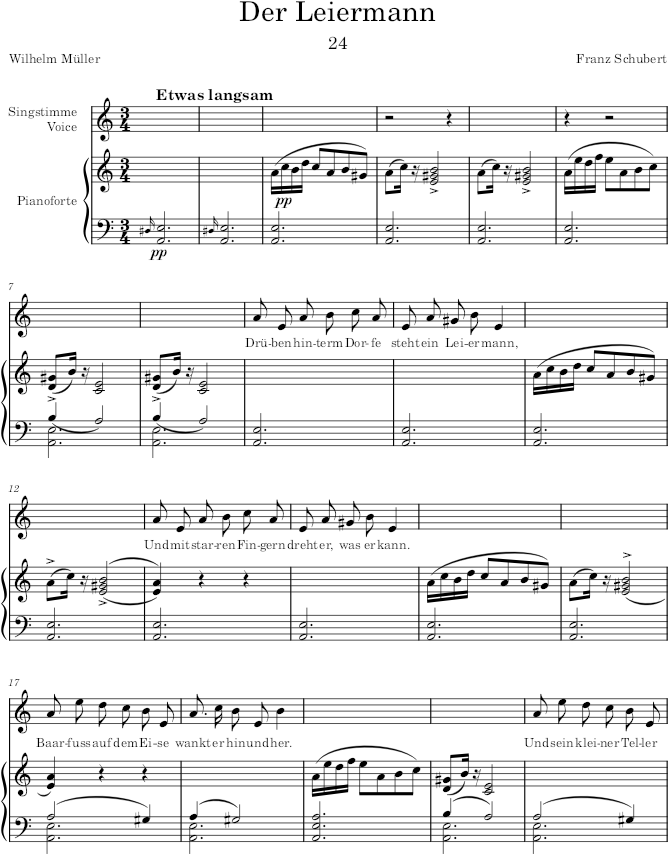 Der Leiermann (Spätere Fassung) (Winterreise, D.911) - Schubert — first page preview