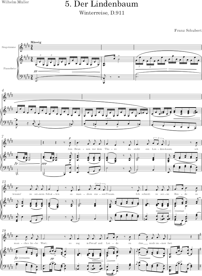 Der Lindenbaum (Winterreise) - Schubert — first page preview