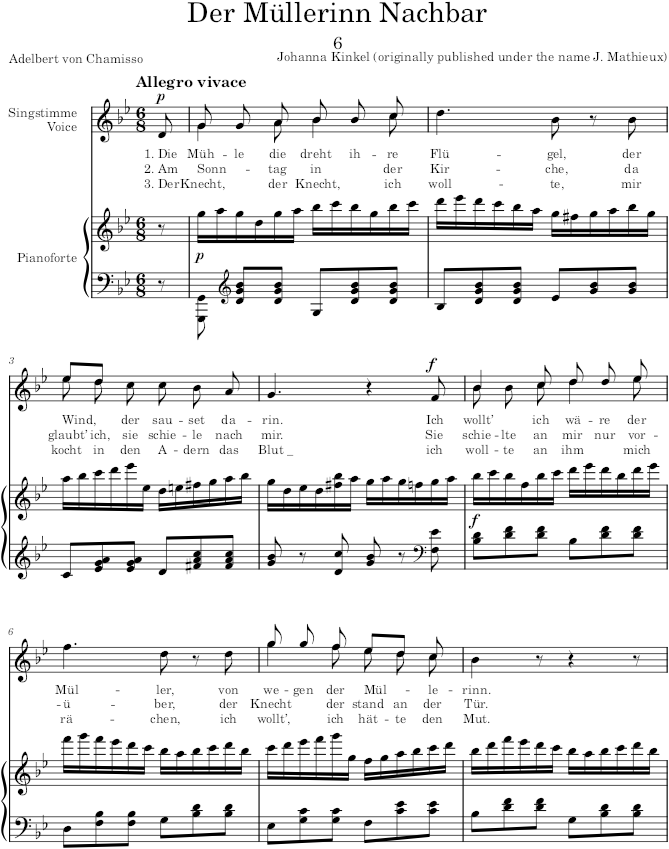 Der Müllerinn Nachbar (6 Lieder, Op.10) - Kinkel — first page preview