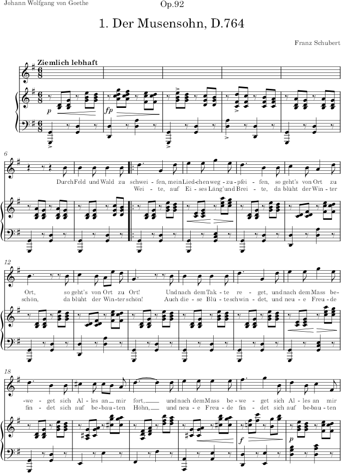 Der Musensohn, D.764 (Op.92) - Schubert — first page preview