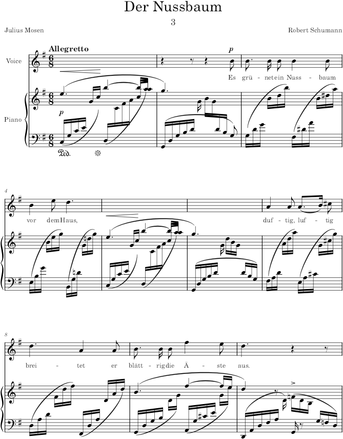 Der Nussbaum (Myrthen, Op.25) - Schumann — first page preview