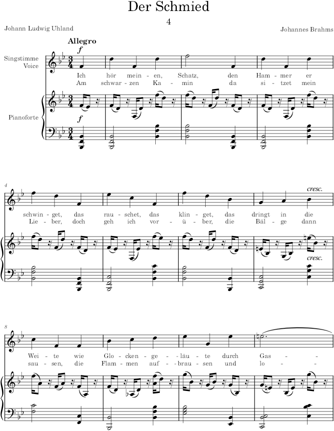 Der Schmied (5 Poems, Op.19) - Brahms — first page preview