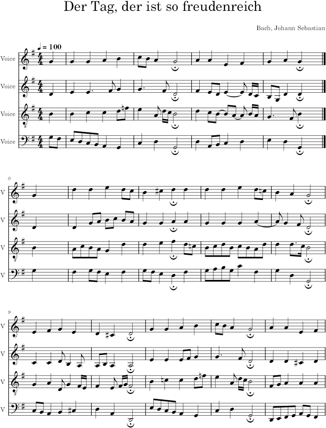 Der Tag, der ist so freudenreich, BWV 294 - Bach — first page preview