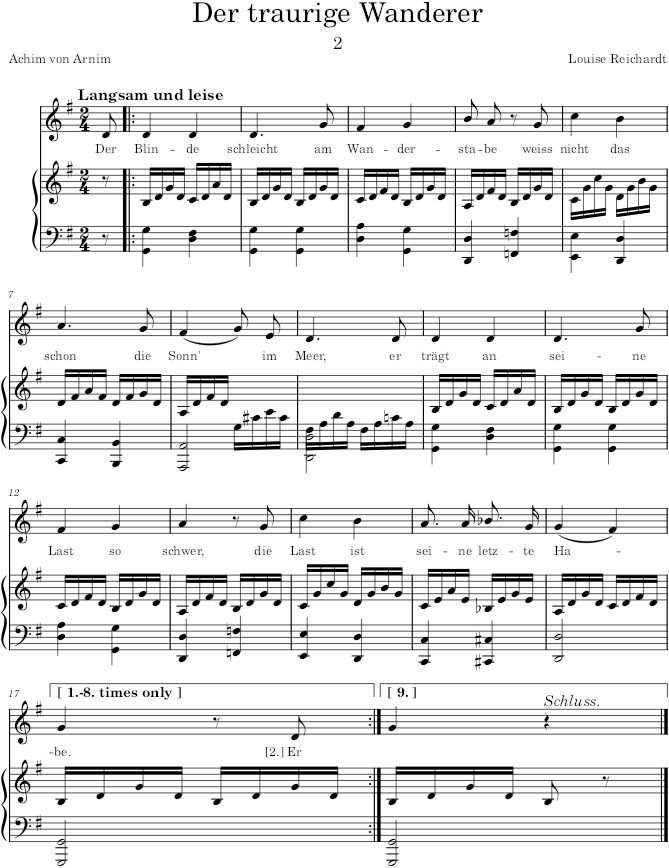 Der traurige Wanderer (12 Gesänge, Op.3) - Reichardt — first page preview