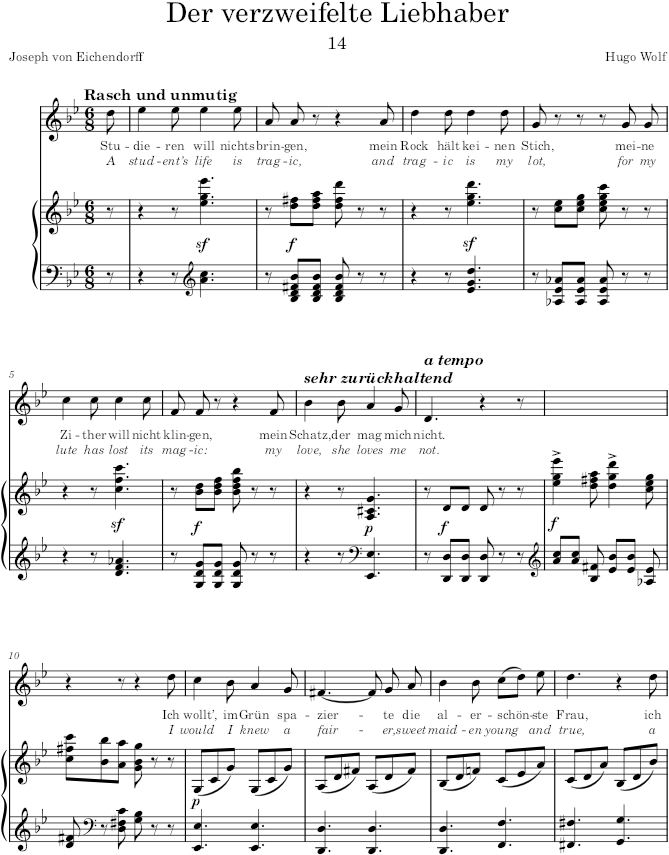 Der verzweifelte Liebhaber (Eichendorff-Lieder) - Wolf — first page preview