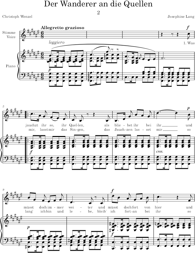 Der Wanderer an die Quellen (6 Lieder, Op.13) - Lang — first page preview