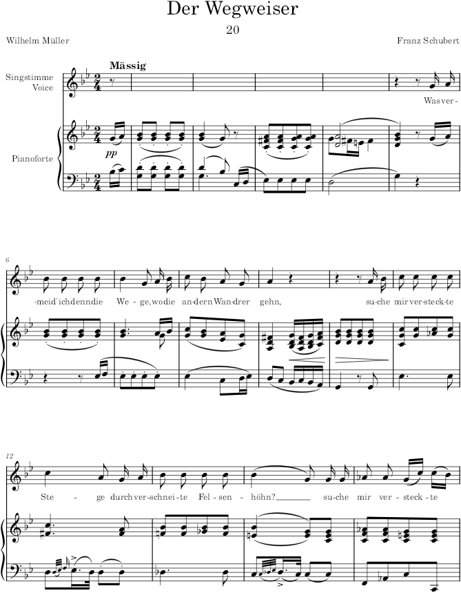 Der Wegweiser (Winterreise, D.911) - Schubert — first page preview