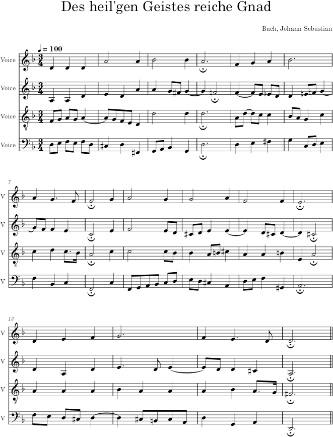 Des heil'gen Geistes reiche Gnad, BWV 295 - Bach — first page preview