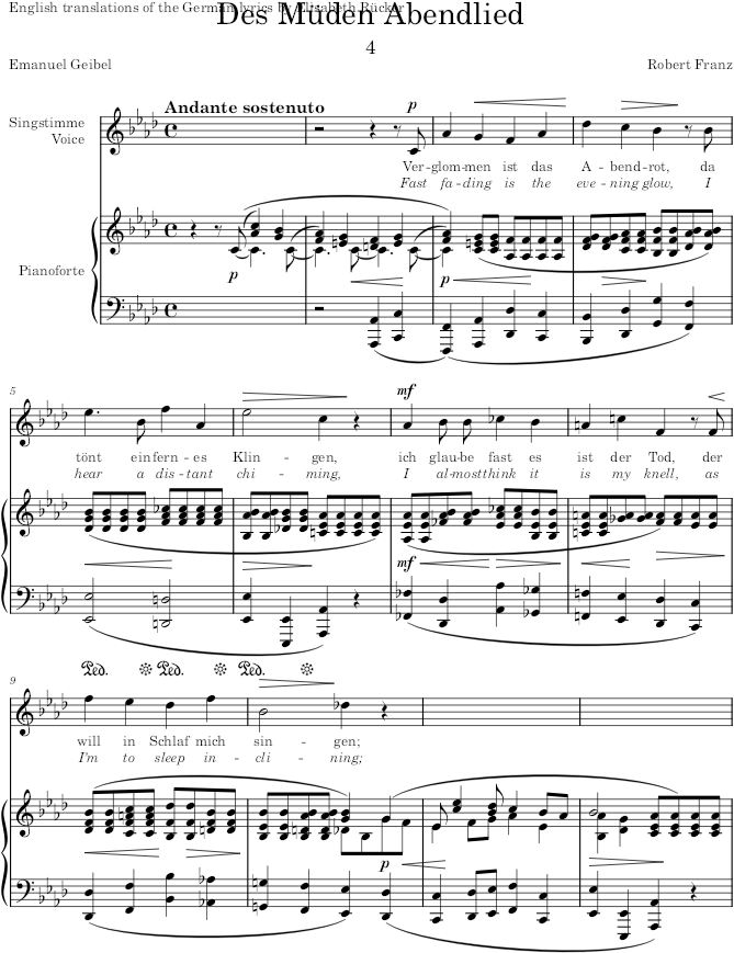 Des Müden Abendlied (6 Gesänge, Op.26) - Franz — first page preview