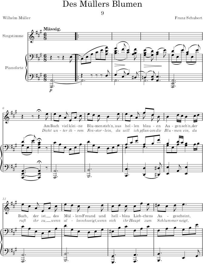 Des Müllers Blumen (Die schöne Müllerin, D.795) - Schubert — first page preview
