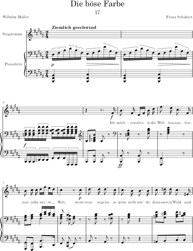 Die böse Farbe (Die schöne Müllerin, D.795) - Schubert — first page preview