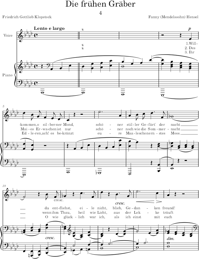 Die frühen Gräber (6 Lieder, Op.9) - Hensel — first page preview