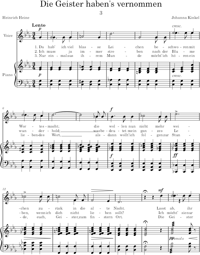 Die Geister haben’s vernommen (6 Lieder, Op.6) - Kinkel — first page preview