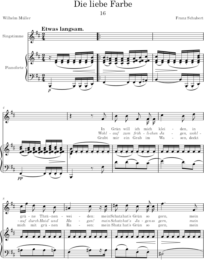 Die liebe Farbe (Die schöne Müllerin, D.795) - Schubert — first page preview