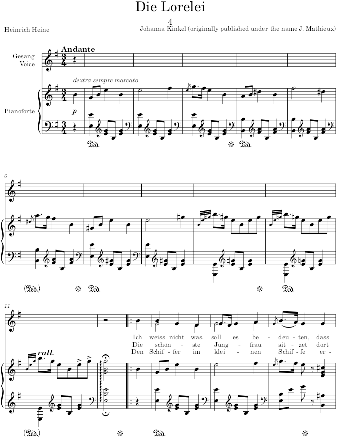 Die Lorelei (6 Lieder, Op.7) - Kinkel — first page preview