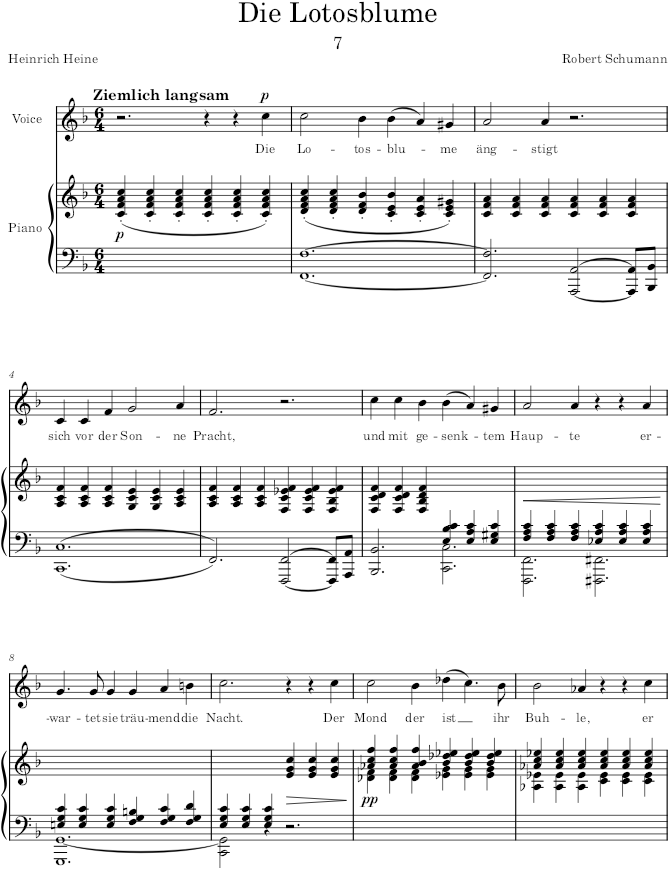 Die Lotosblume (Myrthen, Op.25) - Schumann — first page preview