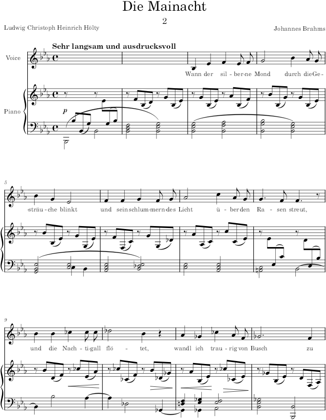 Die Mainacht (4 Songs, Op.43) - Brahms — first page preview